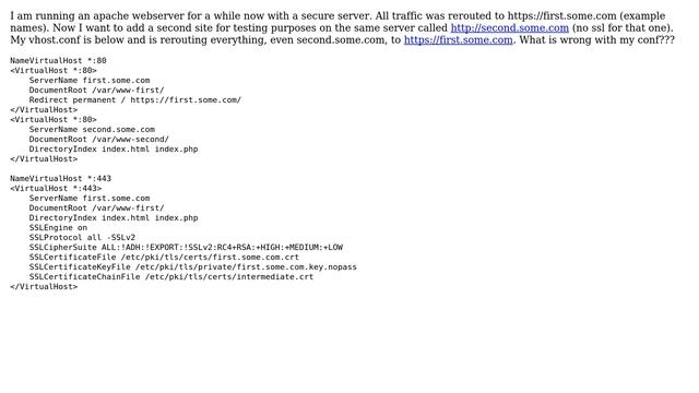 Apache vhost config with ssl redirect and two sites смотреть онлайн