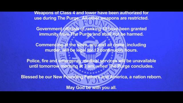 The Purge Emergency Broadcast System EAS Warning HD