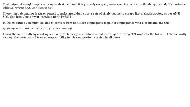 Databases: mysqldump not escaping single quotes properly (2 Solutions!!) смотреть онлайн