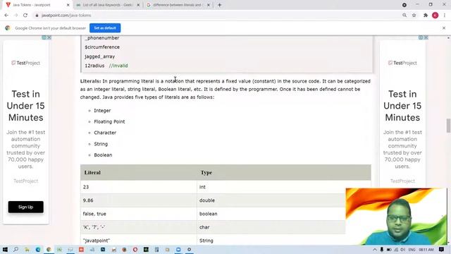 Java Tokens : Keywords, Literals, Identifiers, Separators, etc. смотреть онлайн