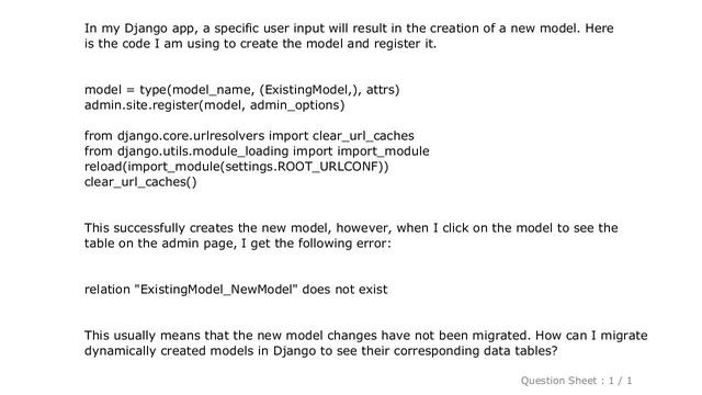 Django : Django: How to migrate dynamic models made at runtime смотреть онлайн