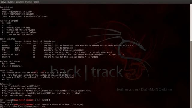 Metasploit - Java 7u10 ve Eski Sürümleri Etkileyen Güvenlik Açığı [CVE-2013-0422] смотреть онлайн
