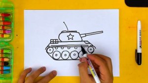 Как нарисовать ТАНК Т 34 просто для детей