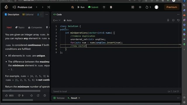 2009. Minimum Number of Operations to Make Array Continuous | October | C++ | Java | Python 3 смотреть онлайн