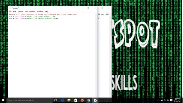 Write a Python program to enter two numbers and find their sum......... смотреть онлайн