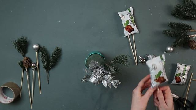 Сладкая зимняя композиция | Бюджетная композиция на Рождество | Съедобный подарок на снежный день