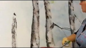 Роспись стены. Берёзы.