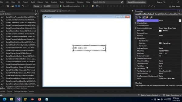 Guna UI2 DateTime Picker Control