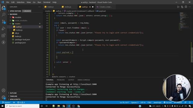 Creating Login Endpoint & sending auth token| Complete React Course in Hindi #50 смотреть онлайн