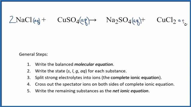 How to Write the Net Ionic Equation for NaCl + CuSO4 = Na2SO4 + CuCl2 смотреть онлайн