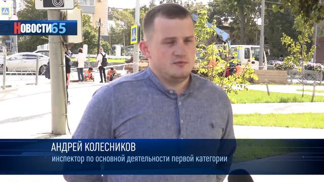На перекрёстке улицы Комсомольской и пр-та Победы производят установку понижающих бортовых камней. смотреть онлайн