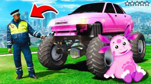 ЛУНТИК УГНАЛ У ГАИШНИКА ВСЕ РУССКИЕ МОНСТР МАШИНЫ! ЛУНТИК И ЕГО ДРУЗЬЯ В GTA 5!  ГТА 5 МОДЫ МУРКА