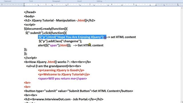 HTML METHOD IN JQUERY DEMO смотреть онлайн