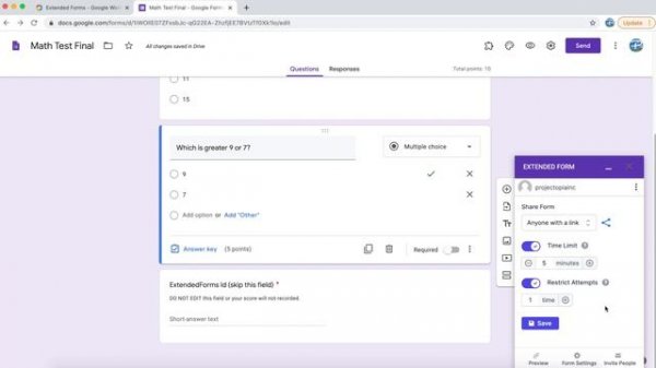 How to Add a Timer on Google Forms - Using Extended Forms