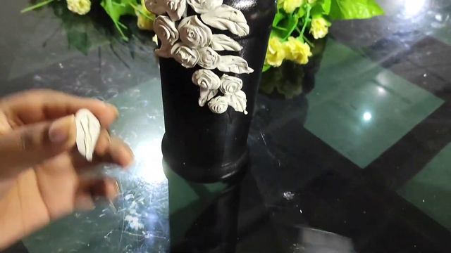 Clay Bottle Art | Air dry clay flowers | Old glass bottle смотреть онлайн