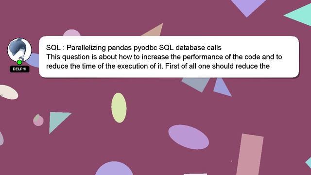 SQL : Parallelizing pandas pyodbc SQL database calls смотреть онлайн