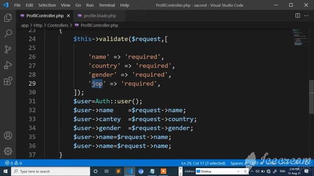 PHP laravel 8 #029authentication profile & controller смотреть онлайн