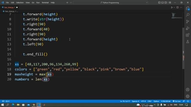 Python Program to Draw Bar Chart using Turtle | How to draw bar chart using Python смотреть онлайн