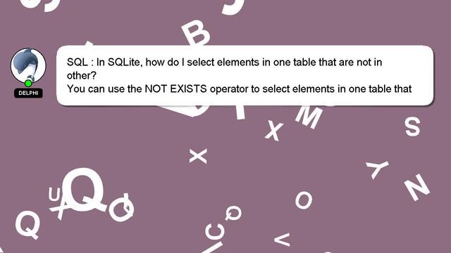 SQL : In SQLite, how do I select elements in one table that are not in other? смотреть онлайн