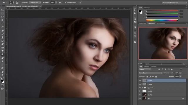 Photoshop Портретная ретушь Прорисовка свето теневого рисунка смотреть онлайн