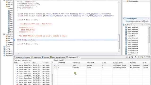 DROP TABLE SQL смотреть онлайн