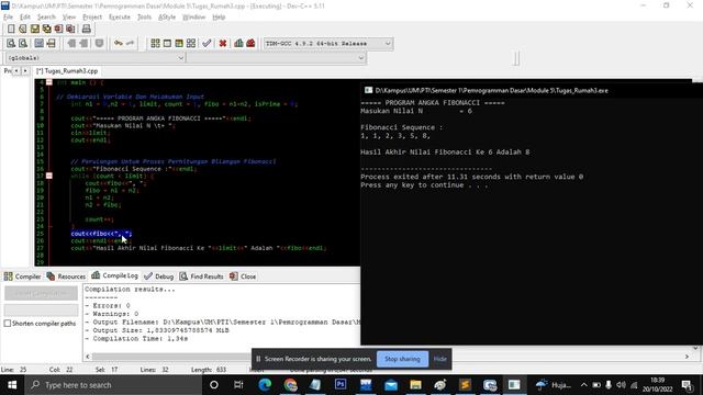 Program Menentukan Bilangan Fibonacci & Prima | Tutorial C++ Indonesia смотреть онлайн