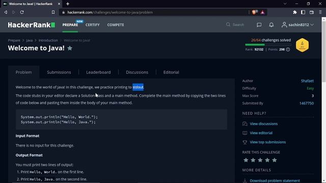 Hackerrank: Java Solutions - Day 1 || Welcome to java смотреть онлайн