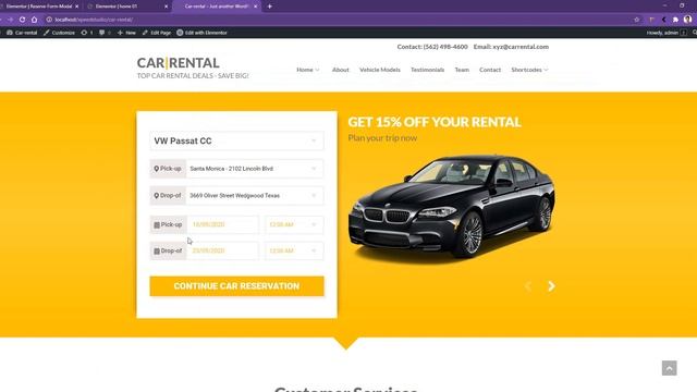 Car Reservation Form of Car Rental Theme смотреть онлайн