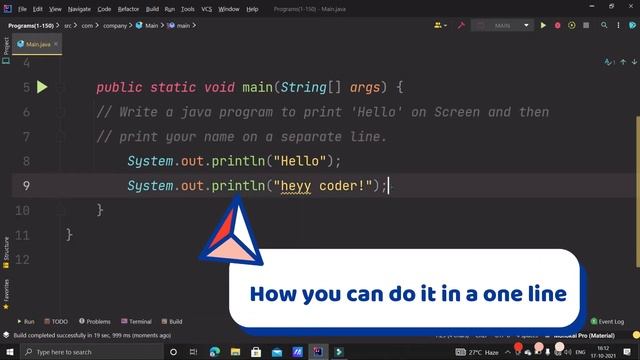 Write a Java Program to Print 'Hello' on Screen and then Print Your Name on a Separate Line | JAVA смотреть онлайн