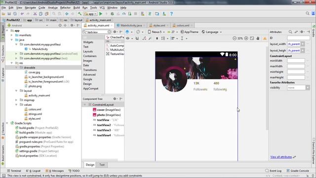 Responsive Profile UI design with Animation using ConstraintLayout | Android Studio Tutorial смотреть онлайн