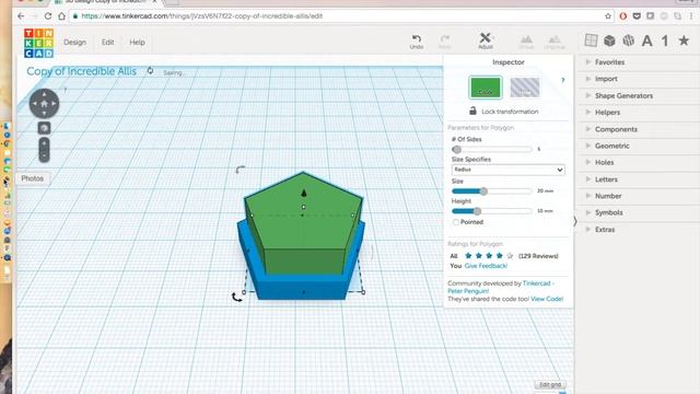Tinkercad: Pentagon Lid