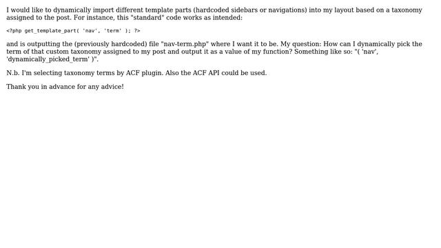 Wordpress: How to use taxonomy term as a value of get_template_part? смотреть онлайн