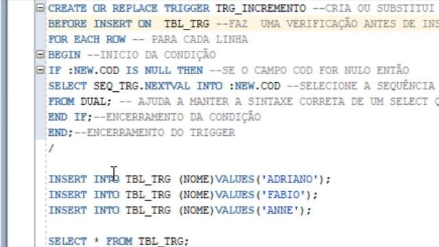 COMO CRIAR UM CAMPO AUTO INCREMENTO UTILIZANDO UM TRIGGER - GATILHO & SEQUENCE - SEQUÊNCIA NO ORACL смотреть онлайн
