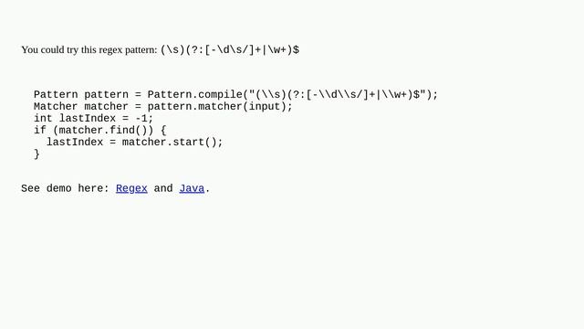 How to find the last occurence of whitespace in string that is not between digits or trailing whi.. смотреть онлайн