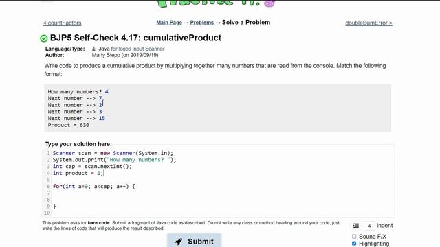 Java Practice It || 4.17 cumulativeProduct || for loop, input, scanners смотреть онлайн