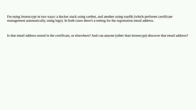 Is letsencrypt registration email address stored in certificate смотреть онлайн