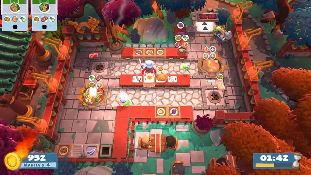 (outdated) Overcooked 2. Chinese New Year 1-7 | 3 players online coop 4 stars | Score: 2068