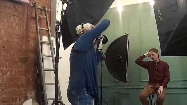 Фотосессия в интерьерной студии. Съемка мужского портрета. Съемка Женского портрет.а