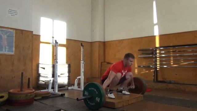 Рывок в полуприсед с ямы ENG SUB/  Deficit Power Snatch/into A Half Squat