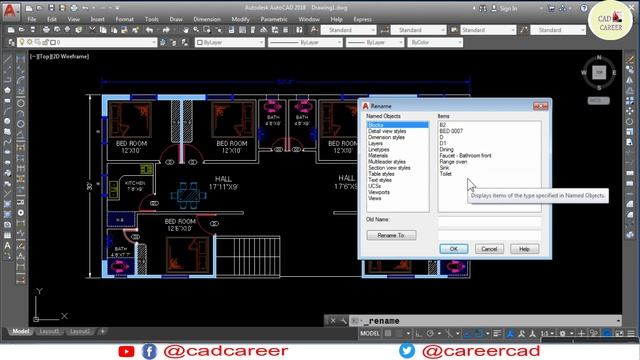 AutoCAD Tutorial | RENAME COMMAND | -RENAME COMMAND | MINUS RENAME COMMAND | Format Menu Command смотреть онлайн