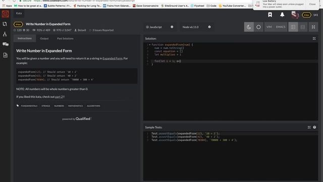 codewars javascript - Write Number In Expanded Form - SOLVED IN 5 EASY STEPS! смотреть онлайн