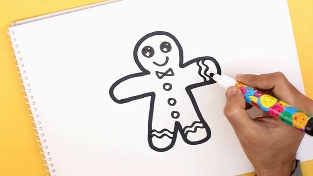 How to turn Number 7 into a Cartoon GINGERBREAD ! Fun with Number Drawing for kids смотреть онлайн