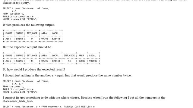 Databases: Can't access both phone numbers in my nested table type смотреть онлайн