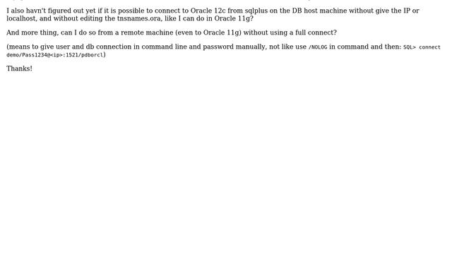 How to connect to oracle 12c from sqlplus without password in command line? смотреть онлайн