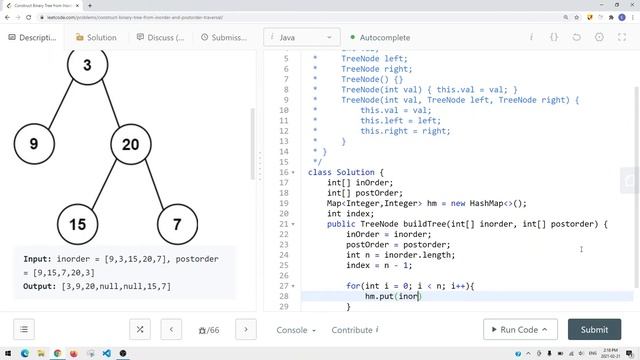 [Java] Leetcode 106. Construct Binary Tree from Inorder and Postorder Traversal [Binary Tree #7] смотреть онлайн