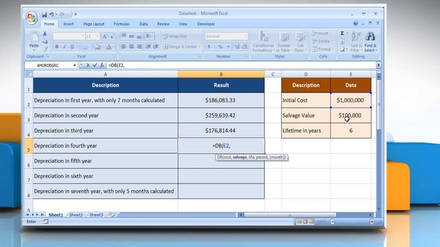 How to use the DB function in Excel смотреть онлайн