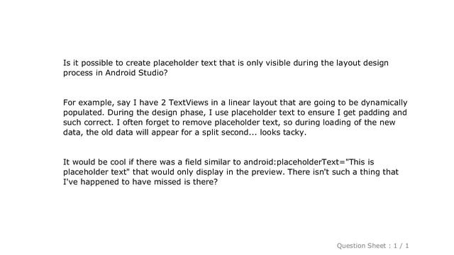 Android : Placeholder text (design process only) in Android layout? смотреть онлайн