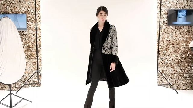 Шуба из ткани и стриженной норки чёрного цвета - Sarigianni Fur Fashion смотреть онлайн