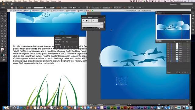 Adobe Illustrator Cloud & Grass Tutorial Part 4: Creating Lush Grass with the Scatter Brush смотреть онлайн