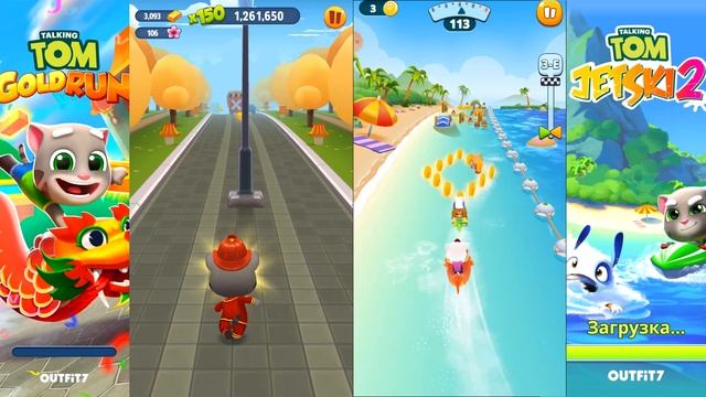 ОГОНЬ Том Пожарный в Бег за золотом VS ВОДА Анджела на Аквабайке смотреть онлайн